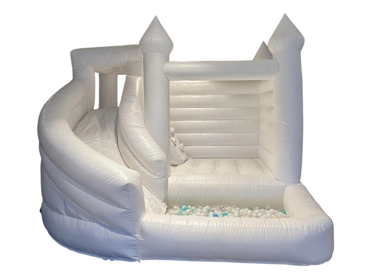 π€ White 4Γ4m Jumping Castle with Side Slide & Ball Pit